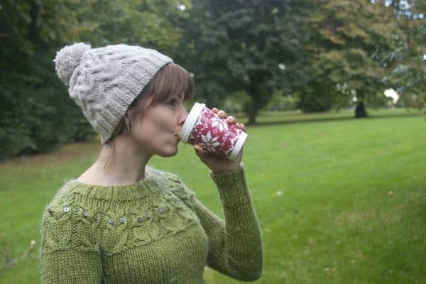 Fair Isle Knitted Cup Intarsia Snowflake Coffee Cup