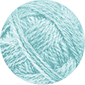 A close-up view of a ball of light blue yarn, neatly wound into a round shape with a soft and slightly shiny texture.